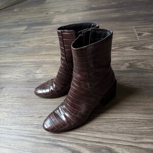 Zara Brown Faux Croc Boots 40